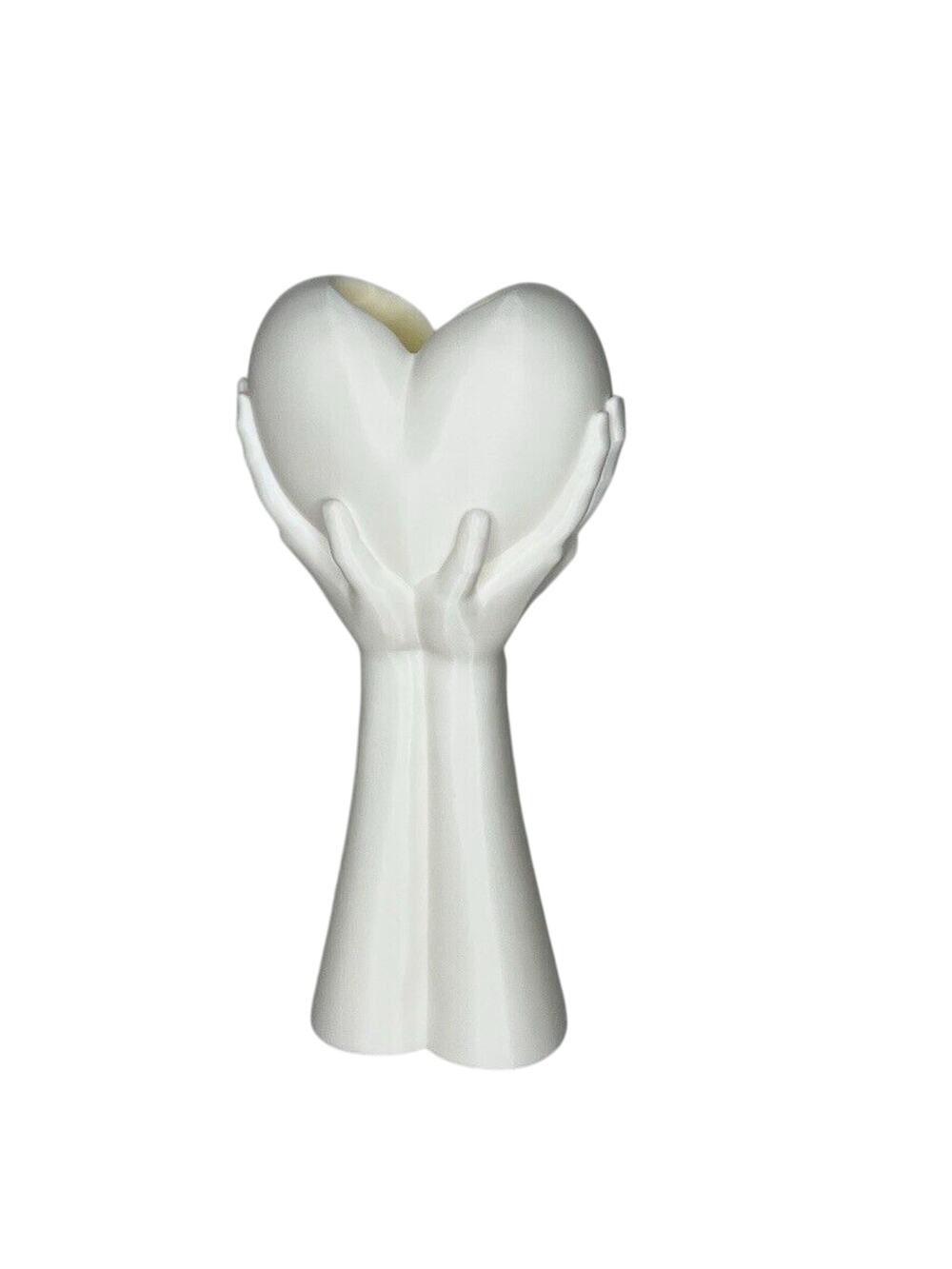 White Hands Holding Heart Figurine Plastic Modern Minimalist Love Decor Gift